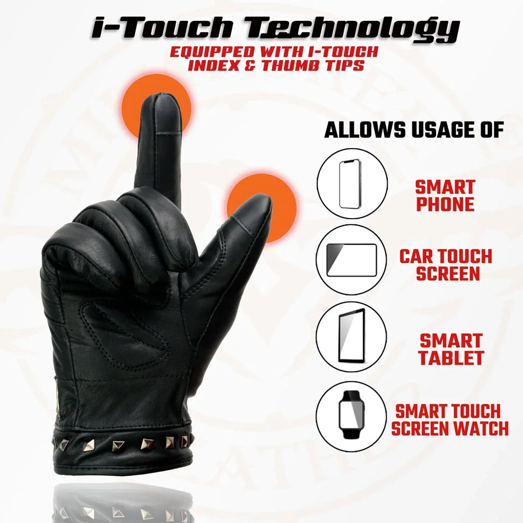 Open Road Women's Touch Tip Leather Motorcycle Gloves