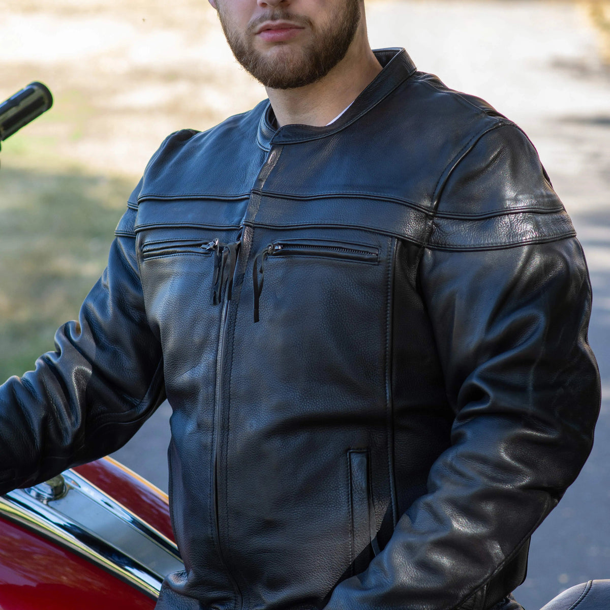 Open Road Men's Maverick Leather Motorcycle Jacket