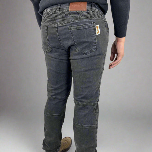 Men’s Armored Motorcycle Riding Jeans. CE-Certified Knee & Hip Armor Denim